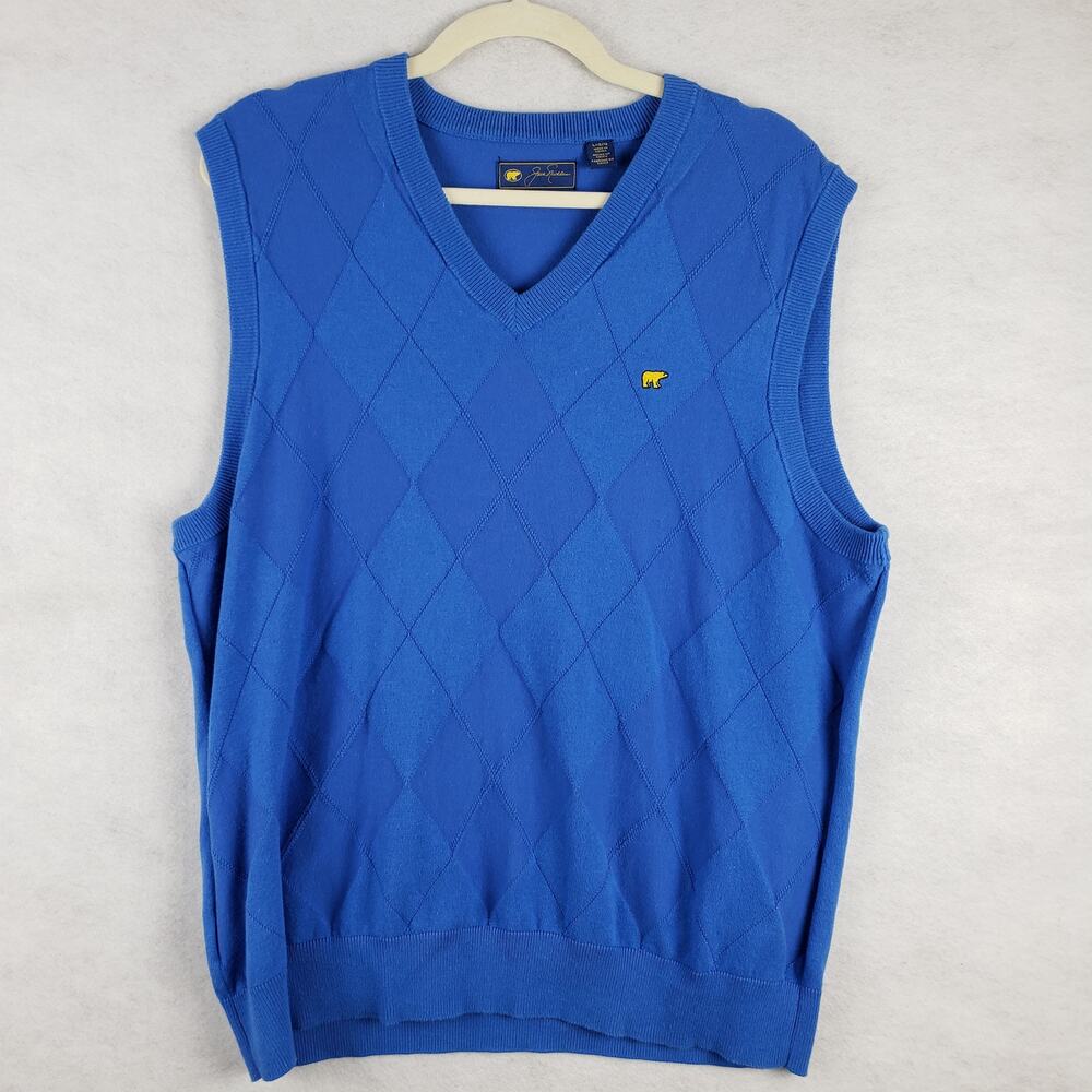 Jack Nicklaus XL‎ Argyle Diamond Sweater Vest Blue Classic Preppy Golf Office